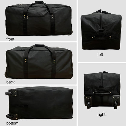 36" Huge Bag with Wheels Extra Large Foldable Duffel Bag Collapsible Rolling Travel Bag Heavy-Duty Cargo Duffle for Travel, Camping & Moving, Water-Resistant 600D Oxford, Black