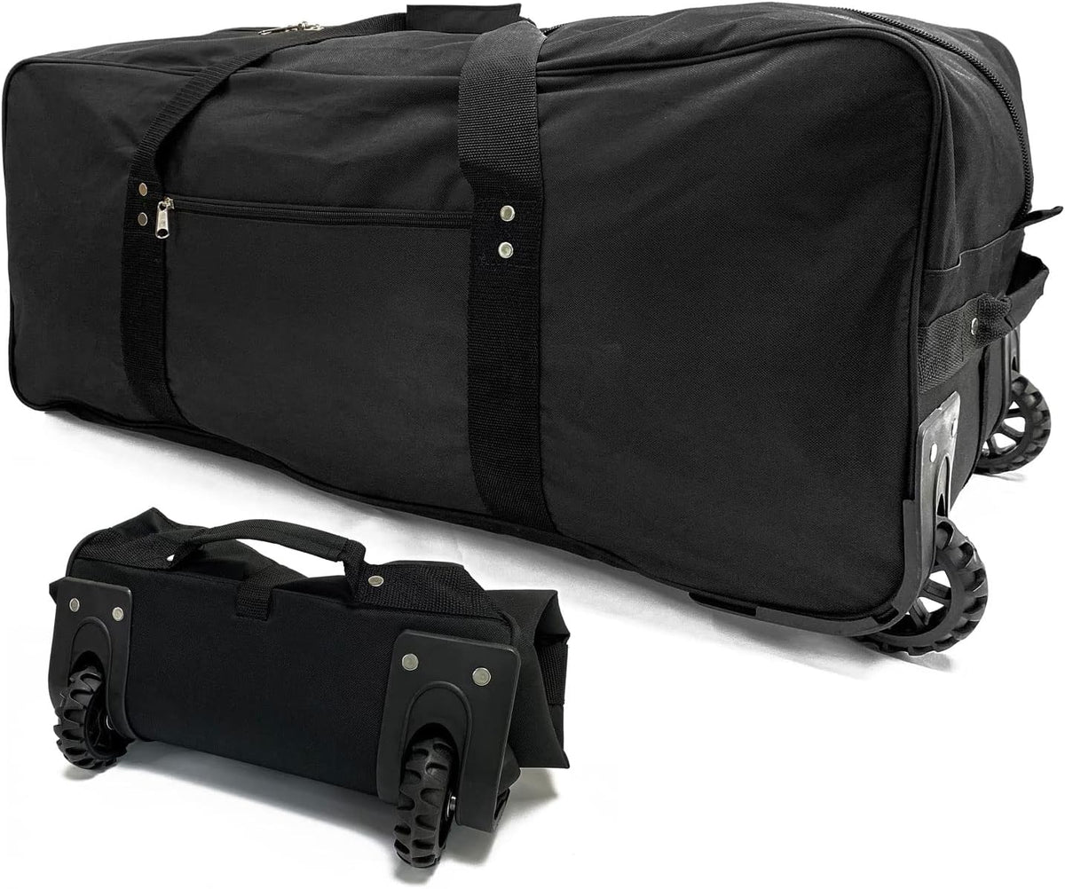 36" Huge Bag with Wheels Extra Large Foldable Duffel Bag Collapsible Rolling Travel Bag Heavy-Duty Cargo Duffle for Travel, Camping & Moving, Water-Resistant 600D Oxford, Black