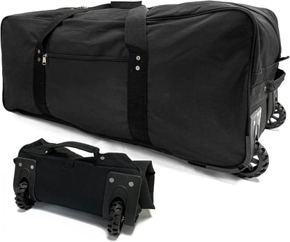 36" Huge Bag with Wheels Extra Large Foldable Duffel Bag Collapsible Rolling Travel Bag Heavy-Duty Cargo Duffle for Travel, Camping & Moving, Water-Resistant 600D Oxford, Black