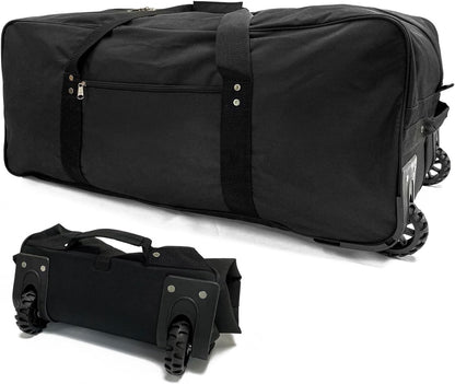 36" Huge Bag with Wheels Extra Large Foldable Duffel Bag Collapsible Rolling Travel Bag Heavy-Duty Cargo Duffle for Travel, Camping & Moving, Water-Resistant 600D Oxford, Black