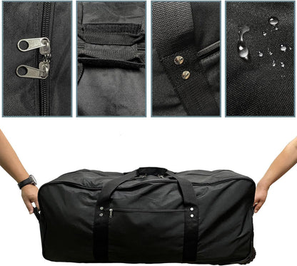 36" Huge Bag with Wheels Extra Large Foldable Duffel Bag Collapsible Rolling Travel Bag Heavy-Duty Cargo Duffle for Travel, Camping & Moving, Water-Resistant 600D Oxford, Black