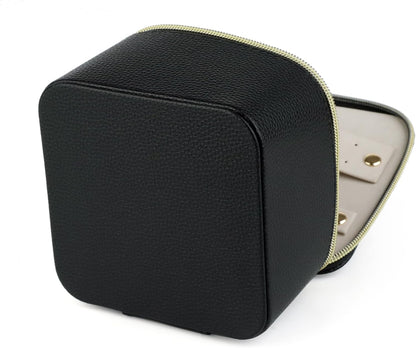 Jewelry Box Organizer for Women Girls, Travel Jewelry Case with Portable Zipper Bags, Jewelry Storage Ideal for Travel & Home Organization (Black Faux Leather)