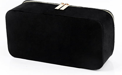 Jewelry Box Organizer for Women Girls, Travel Jewelry Case with Portable Zipper Bags, Jewelry Storage Ideal for Travel & Home Organization (Black Faux Leather)