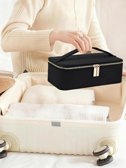 Jewelry Box Organizer for Women Girls, Travel Jewelry Case with Portable Zipper Bags, Jewelry Storage Ideal for Travel & Home Organization (Black Faux Leather)