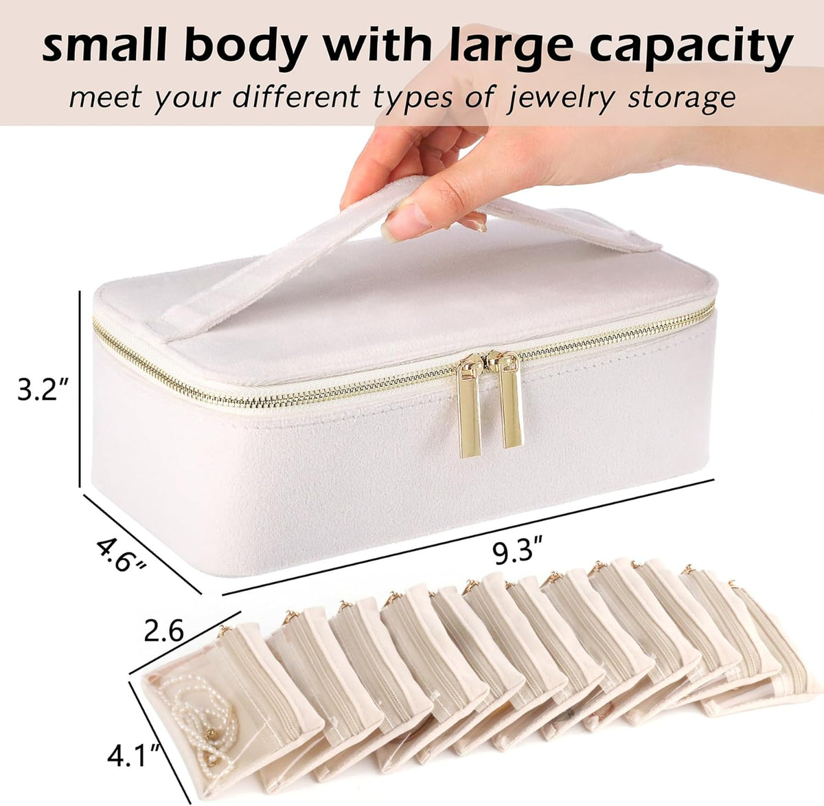 Jewelry Box Organizer for Women Girls, Travel Jewelry Case with Portable Zipper Bags, Jewelry Storage Ideal for Travel & Home Organization (Black Faux Leather)