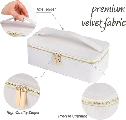 Jewelry Box Organizer for Women Girls, Travel Jewelry Case with Portable Zipper Bags, Jewelry Storage Ideal for Travel & Home Organization (Black Faux Leather)