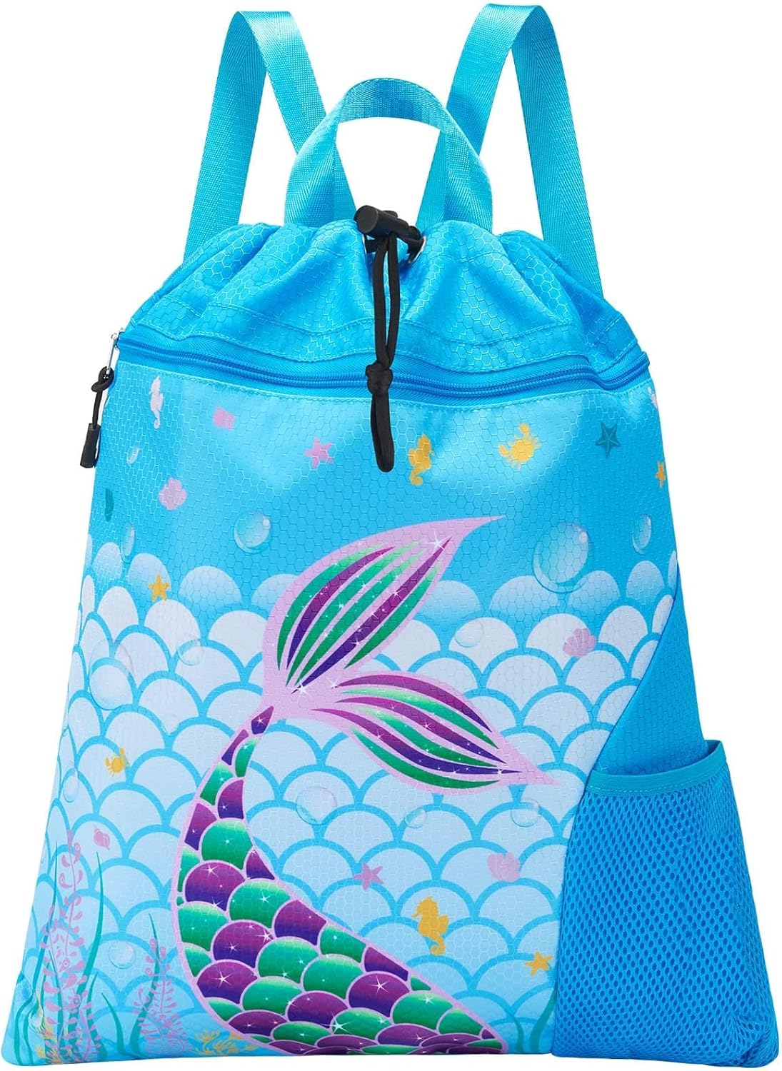 Gym Drawstring Backpack String Bag - 15” x 17” Sports Gym Bag for Kids Waterproof Swimming Beach Shopping Yoga Bag