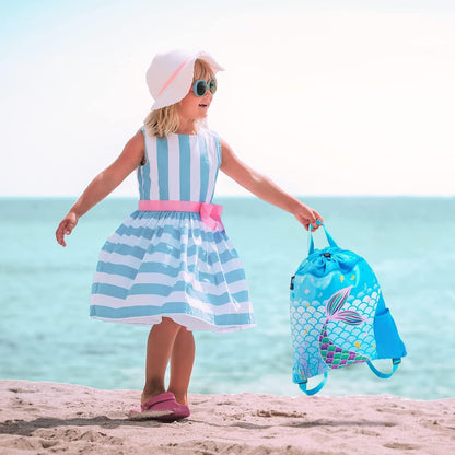 Gym Drawstring Backpack String Bag - 15” x 17” Sports Gym Bag for Kids Waterproof Swimming Beach Shopping Yoga Bag