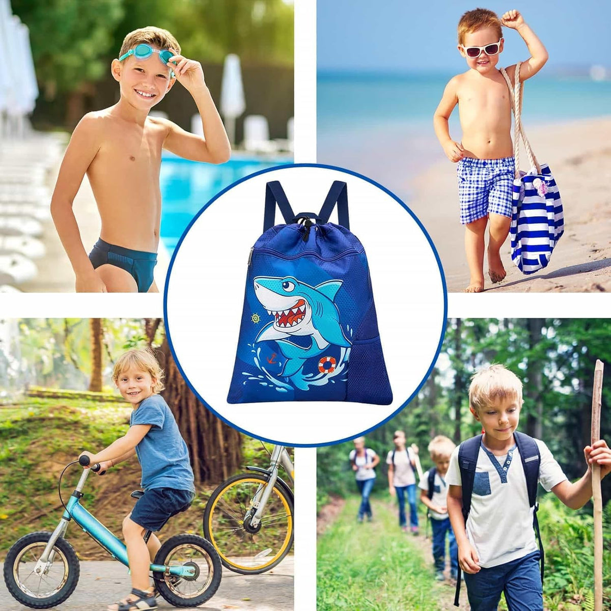 Gym Drawstring Backpack String Bag - 15” x 17” Sports Gym Bag for Kids Waterproof Swimming Beach Shopping Yoga Bag