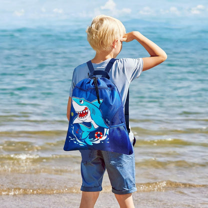 Gym Drawstring Backpack String Bag - 15” x 17” Sports Gym Bag for Kids Waterproof Swimming Beach Shopping Yoga Bag