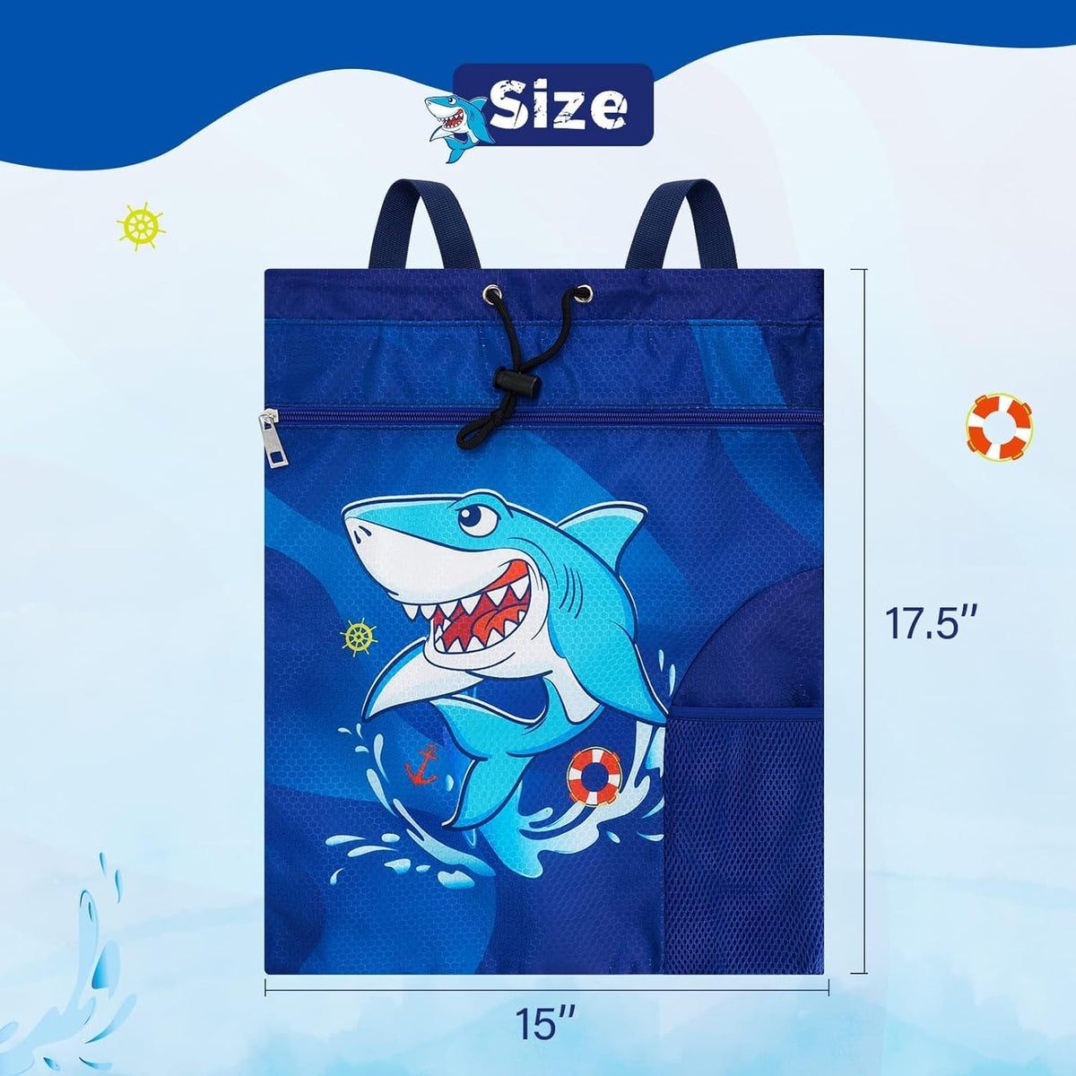 Gym Drawstring Backpack String Bag - 15” x 17” Sports Gym Bag for Kids Waterproof Swimming Beach Shopping Yoga Bag