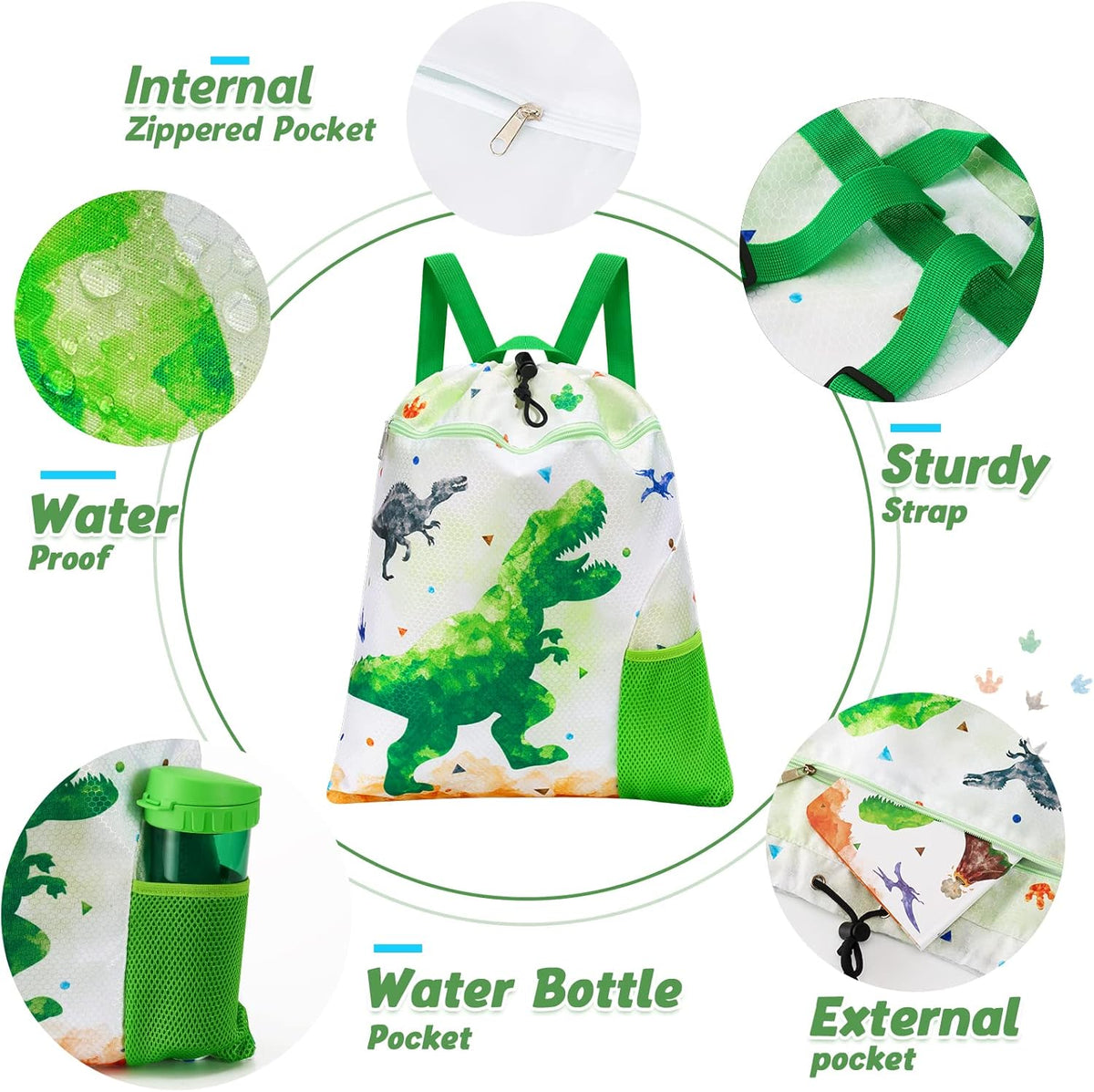 Gym Drawstring Backpack String Bag - 15” x 17” Sports Gym Bag for Kids Waterproof Swimming Beach Shopping Yoga Bag