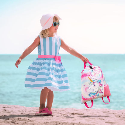 Gym Drawstring Backpack String Bag - 15” x 17” Sports Gym Bag for Kids Waterproof Swimming Beach Shopping Yoga Bag