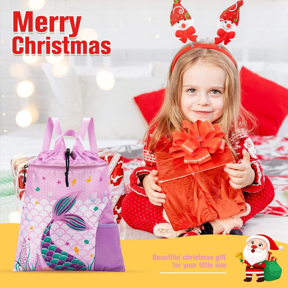 Gym Drawstring Backpack String Bag - 15” x 17” Sports Gym Bag for Kids Waterproof Swimming Beach Shopping Yoga Bag