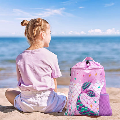 Gym Drawstring Backpack String Bag - 15” x 17” Sports Gym Bag for Kids Waterproof Swimming Beach Shopping Yoga Bag