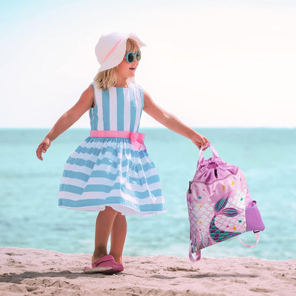 Gym Drawstring Backpack String Bag - 15” x 17” Sports Gym Bag for Kids Waterproof Swimming Beach Shopping Yoga Bag
