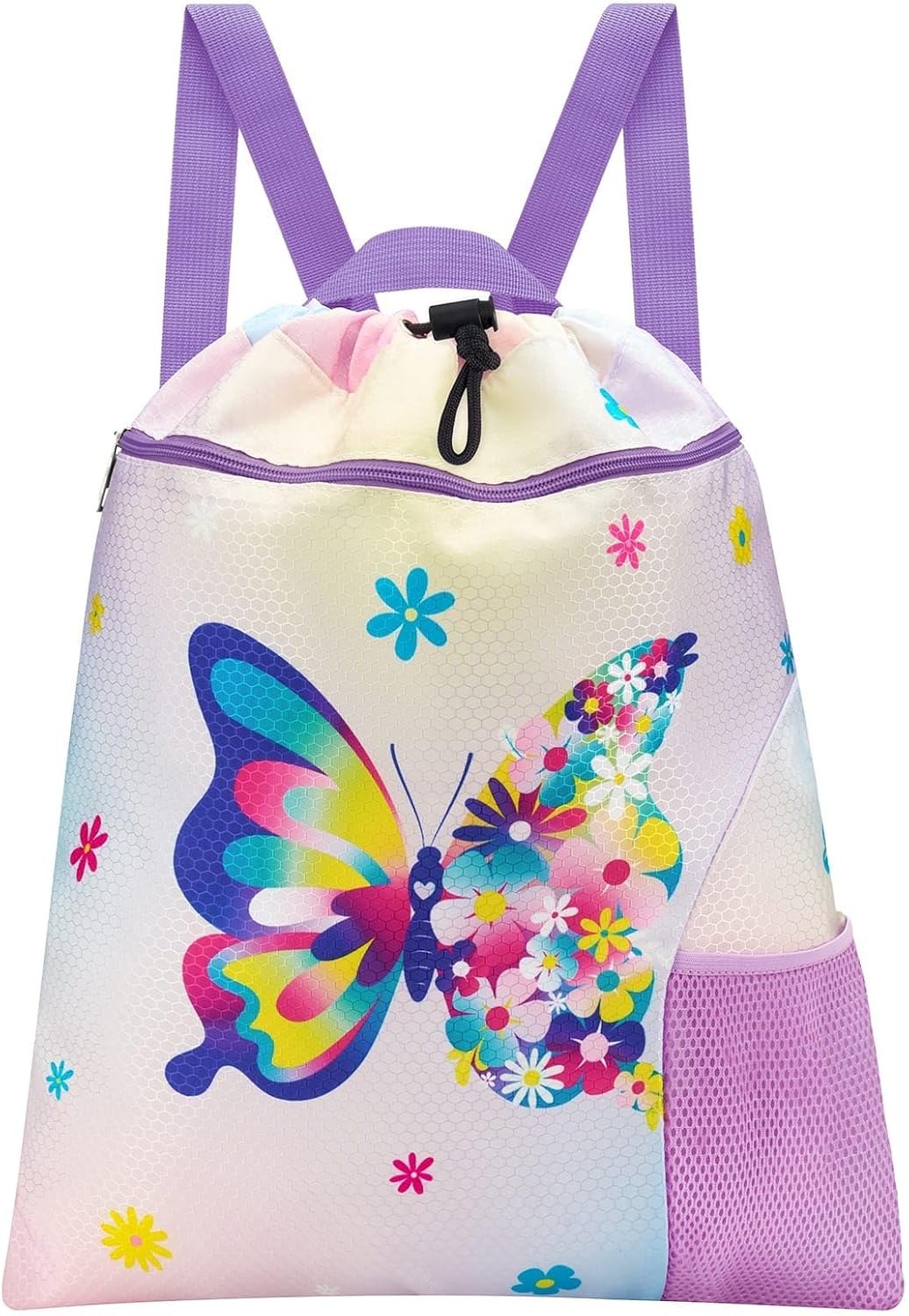 Gym Drawstring Backpack String Bag - 15” x 17” Sports Gym Bag for Kids Waterproof Swimming Beach Shopping Yoga Bag