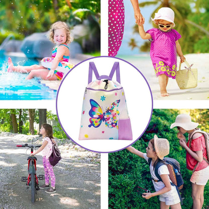 Gym Drawstring Backpack String Bag - 15” x 17” Sports Gym Bag for Kids Waterproof Swimming Beach Shopping Yoga Bag
