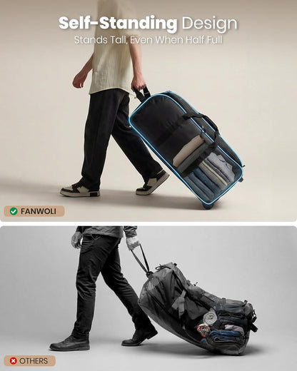 30'' Extra Large Rolling Duffel Bag with Wheels 100L/120L, Heavy-Duty Tear-Resistant Foldable Travel Luggage for Family Moving & Storage, Self-Standing Soft Sided Tote-Green