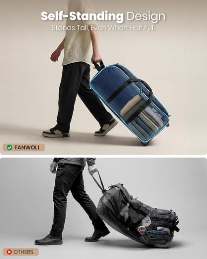 30'' Extra Large Rolling Duffel Bag with Wheels 100L/120L, Heavy-Duty Tear-Resistant Foldable Travel Luggage for Family Moving & Storage, Self-Standing Soft Sided Tote-Green