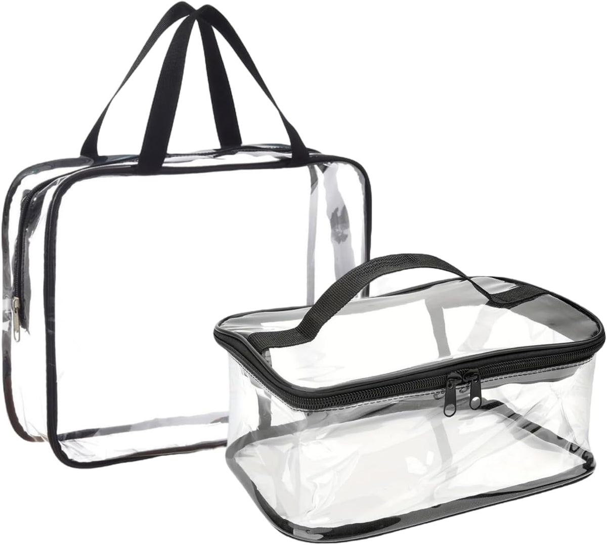 2 Pieces Clear Cosmetic Bags Waterproof Toiletry Bags with Zippers, Reusable Travel Makeup Bag Storage Carry-on Pouch for Travel, Bathroom