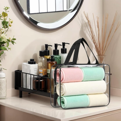 2 Pieces Clear Cosmetic Bags Waterproof Toiletry Bags with Zippers, Reusable Travel Makeup Bag Storage Carry-on Pouch for Travel, Bathroom
