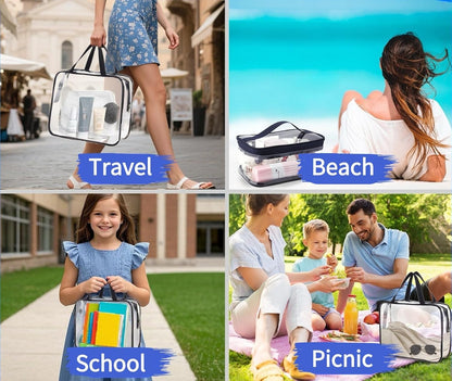 2 Pieces Clear Cosmetic Bags Waterproof Toiletry Bags with Zippers, Reusable Travel Makeup Bag Storage Carry-on Pouch for Travel, Bathroom