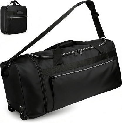 Uarition 70L Foldable Rolling Duffle Bag with Wheels, 28” Large Duffle Bag for Travel, Carry On Luggage Bag for Traveling/Camping/Moving, Water Resistant, Blue