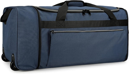Uarition 70L Foldable Rolling Duffle Bag with Wheels, 28” Large Duffle Bag for Travel, Carry On Luggage Bag for Traveling/Camping/Moving, Water Resistant, Blue