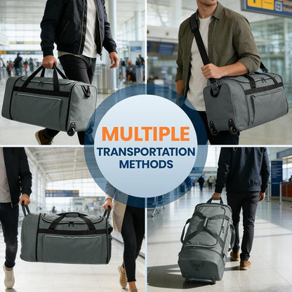 Uarition 70L Foldable Rolling Duffle Bag with Wheels, 28” Large Duffle Bag for Travel, Carry On Luggage Bag for Traveling/Camping/Moving, Water Resistant, Blue
