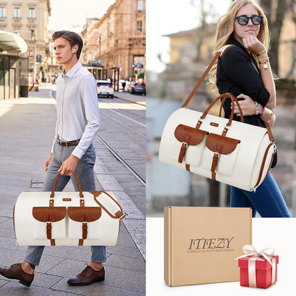Garment Duffel Bag for Travel - Convertible Carry on Garment Duffel Travel Bag for Women Men Large Weekender Bag with Shoes Pouch 2 in 1 Hanging Suit Travel Duffel Bag 3pcs Set