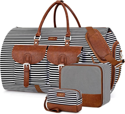 Garment Duffel Bag for Travel - Convertible Carry on Garment Duffel Travel Bag for Women Men Large Weekender Bag with Shoes Pouch 2 in 1 Hanging Suit Travel Duffel Bag 3pcs Set