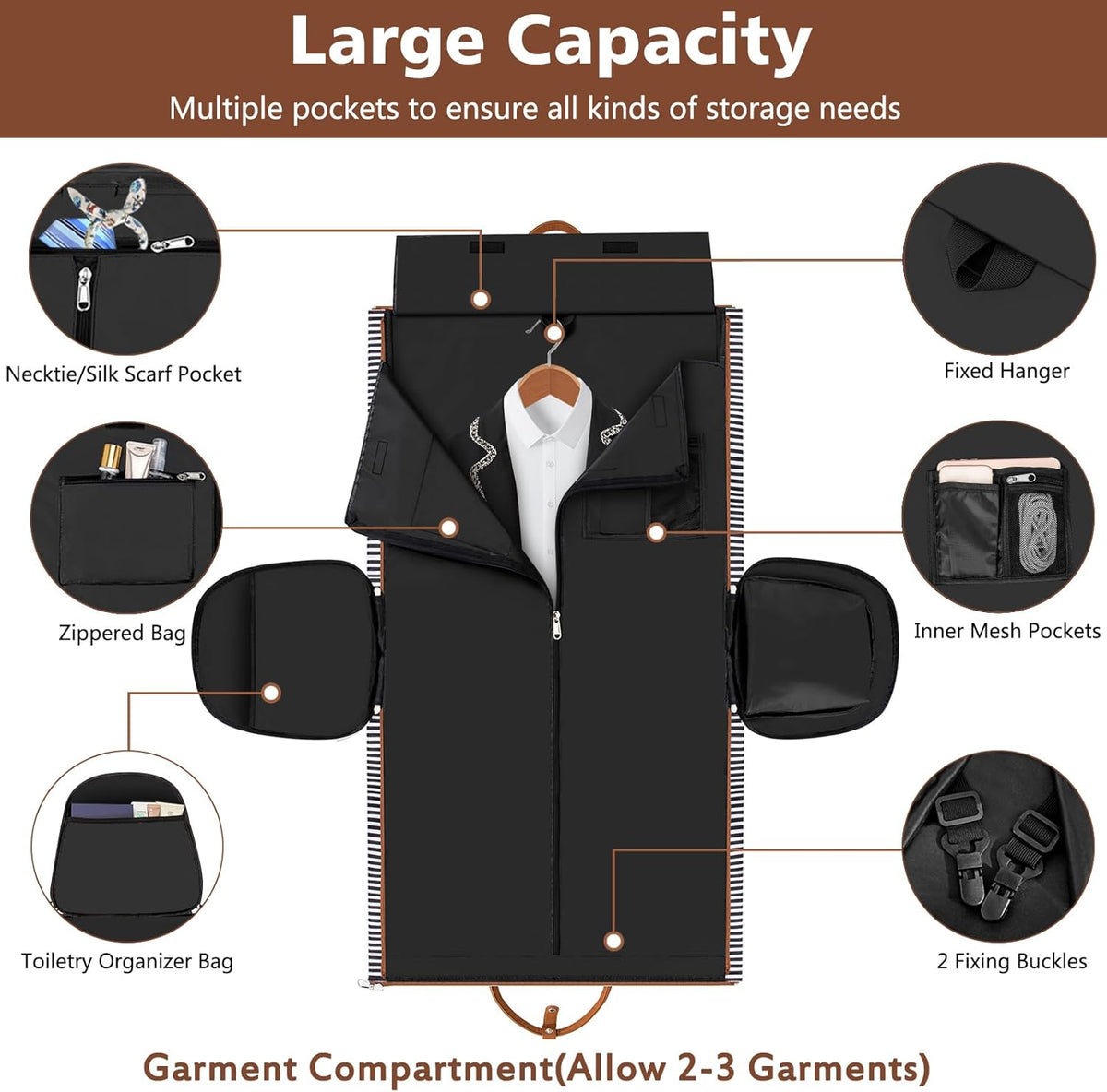 Garment Duffel Bag for Travel - Convertible Carry on Garment Duffel Travel Bag for Women Men Large Weekender Bag with Shoes Pouch 2 in 1 Hanging Suit Travel Duffel Bag 3pcs Set