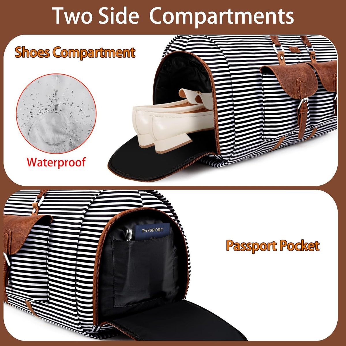 Garment Duffel Bag for Travel - Convertible Carry on Garment Duffel Travel Bag for Women Men Large Weekender Bag with Shoes Pouch 2 in 1 Hanging Suit Travel Duffel Bag 3pcs Set