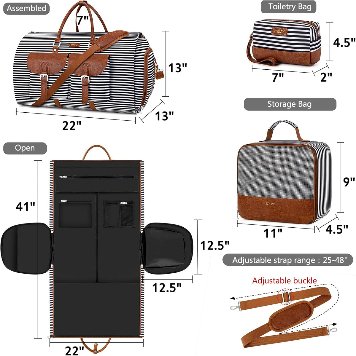 Garment Duffel Bag for Travel - Convertible Carry on Garment Duffel Travel Bag for Women Men Large Weekender Bag with Shoes Pouch 2 in 1 Hanging Suit Travel Duffel Bag 3pcs Set