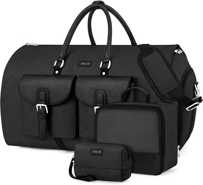 Garment Duffel Bag for Travel - Convertible Carry on Garment Duffel Travel Bag for Women Men Large Weekender Bag with Shoes Pouch 2 in 1 Hanging Suit Travel Duffel Bag 3pcs Set