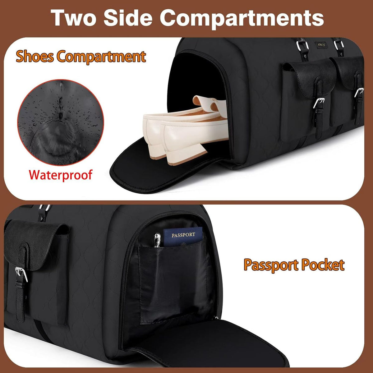 Garment Duffel Bag for Travel - Convertible Carry on Garment Duffel Travel Bag for Women Men Large Weekender Bag with Shoes Pouch 2 in 1 Hanging Suit Travel Duffel Bag 3pcs Set