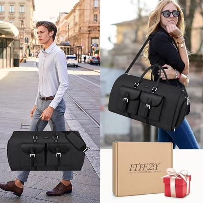 Garment Duffel Bag for Travel - Convertible Carry on Garment Duffel Travel Bag for Women Men Large Weekender Bag with Shoes Pouch 2 in 1 Hanging Suit Travel Duffel Bag 3pcs Set