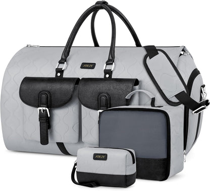 Garment Duffel Bag for Travel - Convertible Carry on Garment Duffel Travel Bag for Women Men Large Weekender Bag with Shoes Pouch 2 in 1 Hanging Suit Travel Duffel Bag 3pcs Set