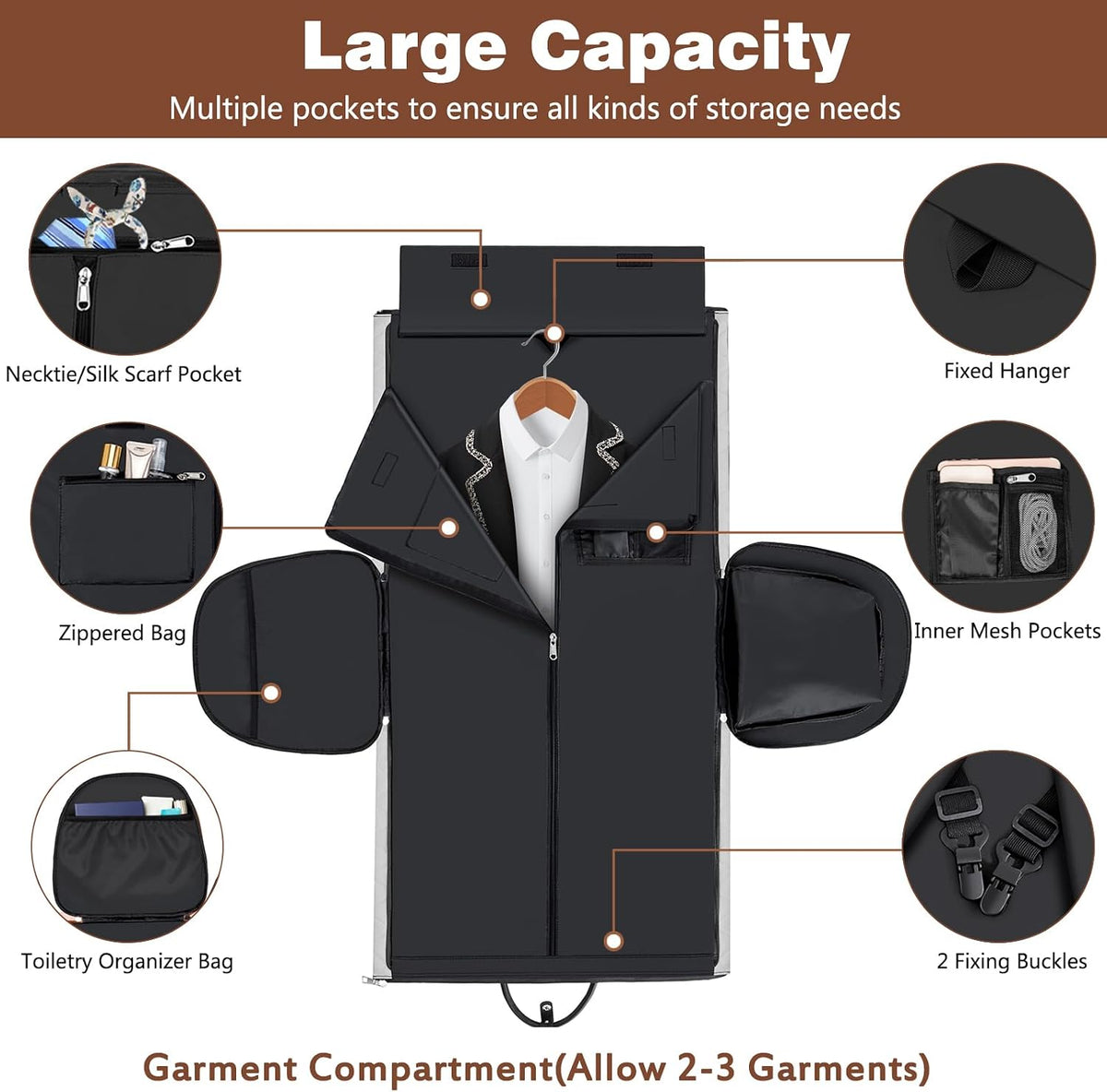 Garment Duffel Bag for Travel - Convertible Carry on Garment Duffel Travel Bag for Women Men Large Weekender Bag with Shoes Pouch 2 in 1 Hanging Suit Travel Duffel Bag 3pcs Set
