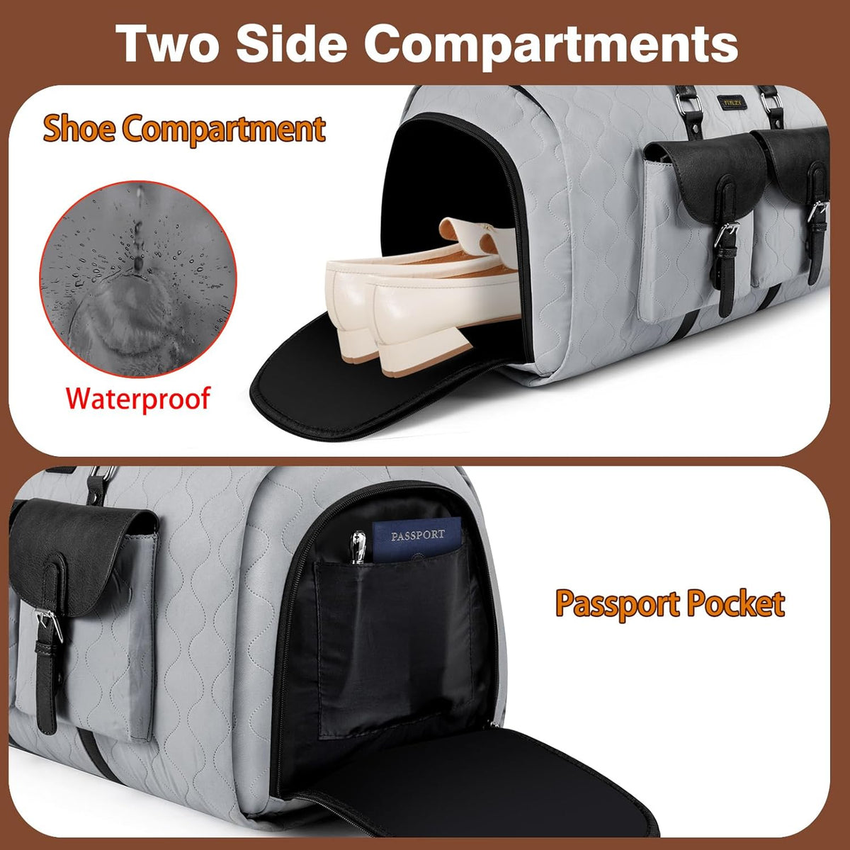Garment Duffel Bag for Travel - Convertible Carry on Garment Duffel Travel Bag for Women Men Large Weekender Bag with Shoes Pouch 2 in 1 Hanging Suit Travel Duffel Bag 3pcs Set