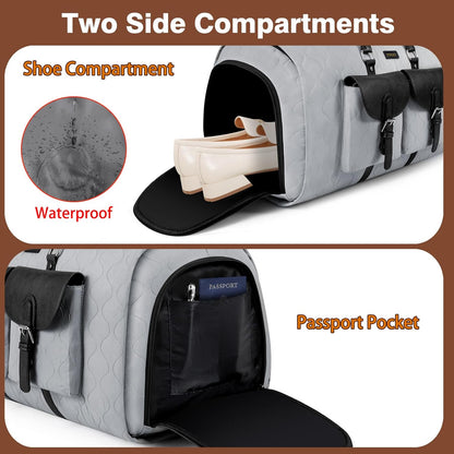 Garment Duffel Bag for Travel - Convertible Carry on Garment Duffel Travel Bag for Women Men Large Weekender Bag with Shoes Pouch 2 in 1 Hanging Suit Travel Duffel Bag 3pcs Set