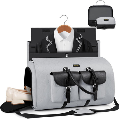 Garment Duffel Bag for Travel - Convertible Carry on Garment Duffel Travel Bag for Women Men Large Weekender Bag with Shoes Pouch 2 in 1 Hanging Suit Travel Duffel Bag 3pcs Set