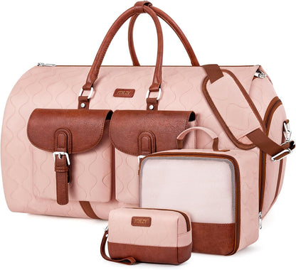 Garment Duffel Bag for Travel - Convertible Carry on Garment Duffel Travel Bag for Women Men Large Weekender Bag with Shoes Pouch 2 in 1 Hanging Suit Travel Duffel Bag 3pcs Set