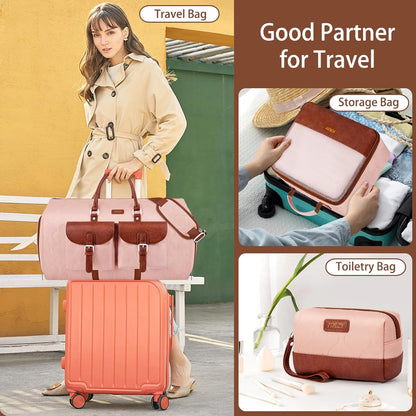 Garment Duffel Bag for Travel - Convertible Carry on Garment Duffel Travel Bag for Women Men Large Weekender Bag with Shoes Pouch 2 in 1 Hanging Suit Travel Duffel Bag 3pcs Set