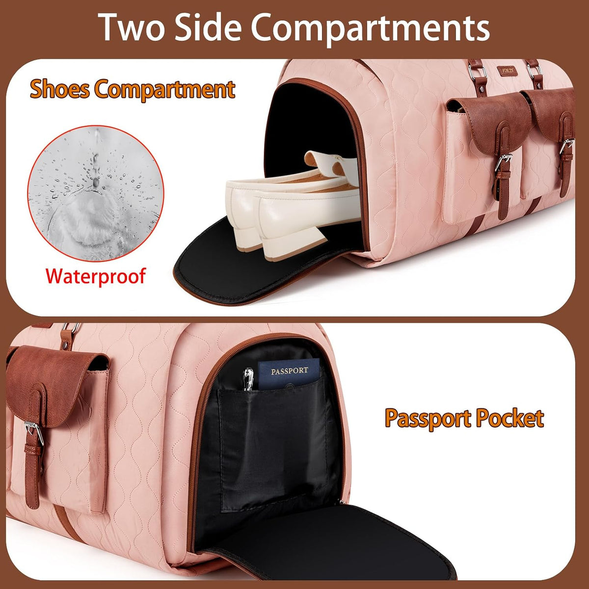 Garment Duffel Bag for Travel - Convertible Carry on Garment Duffel Travel Bag for Women Men Large Weekender Bag with Shoes Pouch 2 in 1 Hanging Suit Travel Duffel Bag 3pcs Set