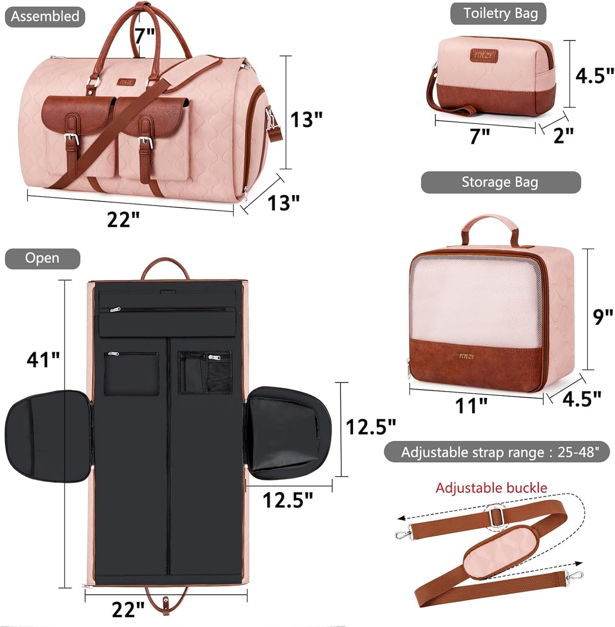 Garment Duffel Bag for Travel - Convertible Carry on Garment Duffel Travel Bag for Women Men Large Weekender Bag with Shoes Pouch 2 in 1 Hanging Suit Travel Duffel Bag 3pcs Set