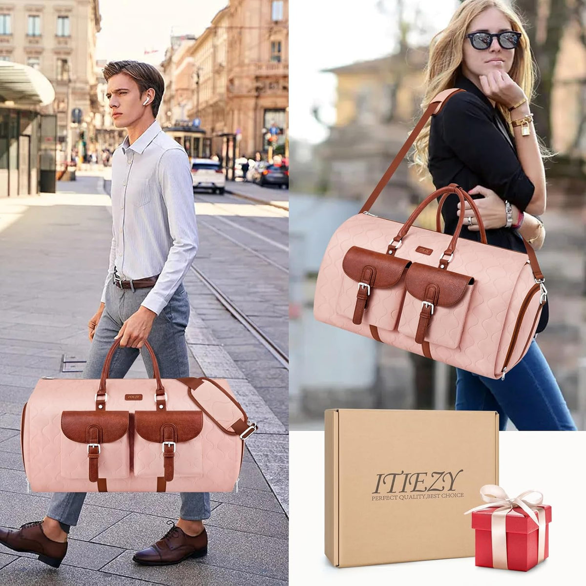 Garment Duffel Bag for Travel - Convertible Carry on Garment Duffel Travel Bag for Women Men Large Weekender Bag with Shoes Pouch 2 in 1 Hanging Suit Travel Duffel Bag 3pcs Set