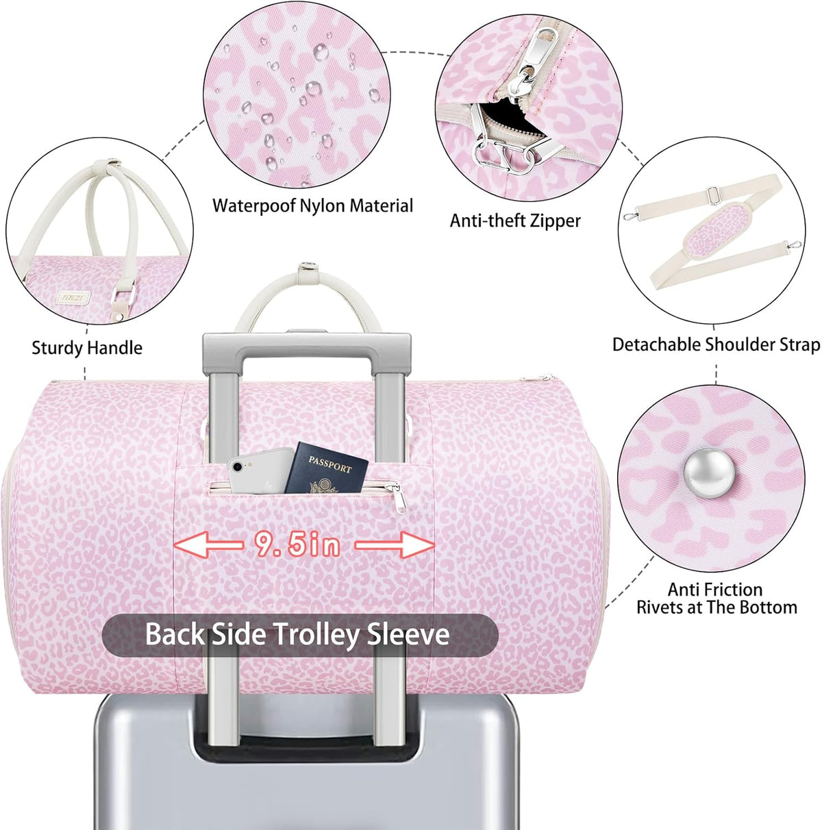 Garment Duffel Bag for Travel - Convertible Carry on Garment Duffel Travel Bag for Women Men Large Weekender Bag with Shoes Pouch 2 in 1 Hanging Suit Travel Duffel Bag 3pcs Set