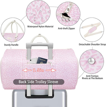 Garment Duffel Bag for Travel - Convertible Carry on Garment Duffel Travel Bag for Women Men Large Weekender Bag with Shoes Pouch 2 in 1 Hanging Suit Travel Duffel Bag 3pcs Set